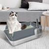 High-Sided Stainless Steel Cat Litter Box with Scoop, 50 x 35 x 24 cm, Gray view 1