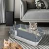 High-Sided Stainless Steel Cat Litter Box with Scoop, 50 x 35 x 24 cm, Gray view 2