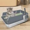 High-Sided Stainless Steel Cat Litter Box with Scoop, 50 x 35 x 24 cm, Gray view 3