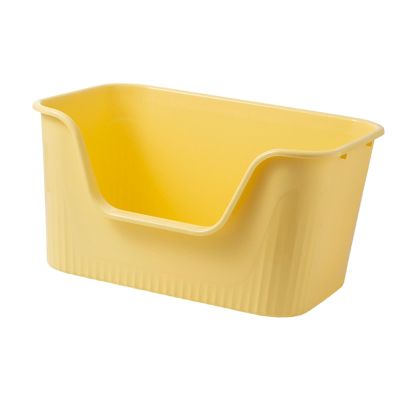 GJGHKLHL Open-Top Cat Litter Box with Splash Guard and High Sides, Yellow