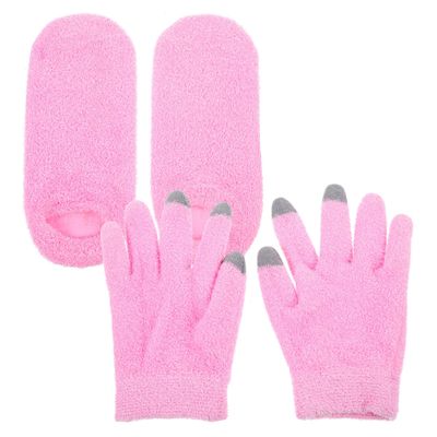 Cabilock Moisturizing Touchscreen Gloves and Foot Care Socks, Yellowish Pink