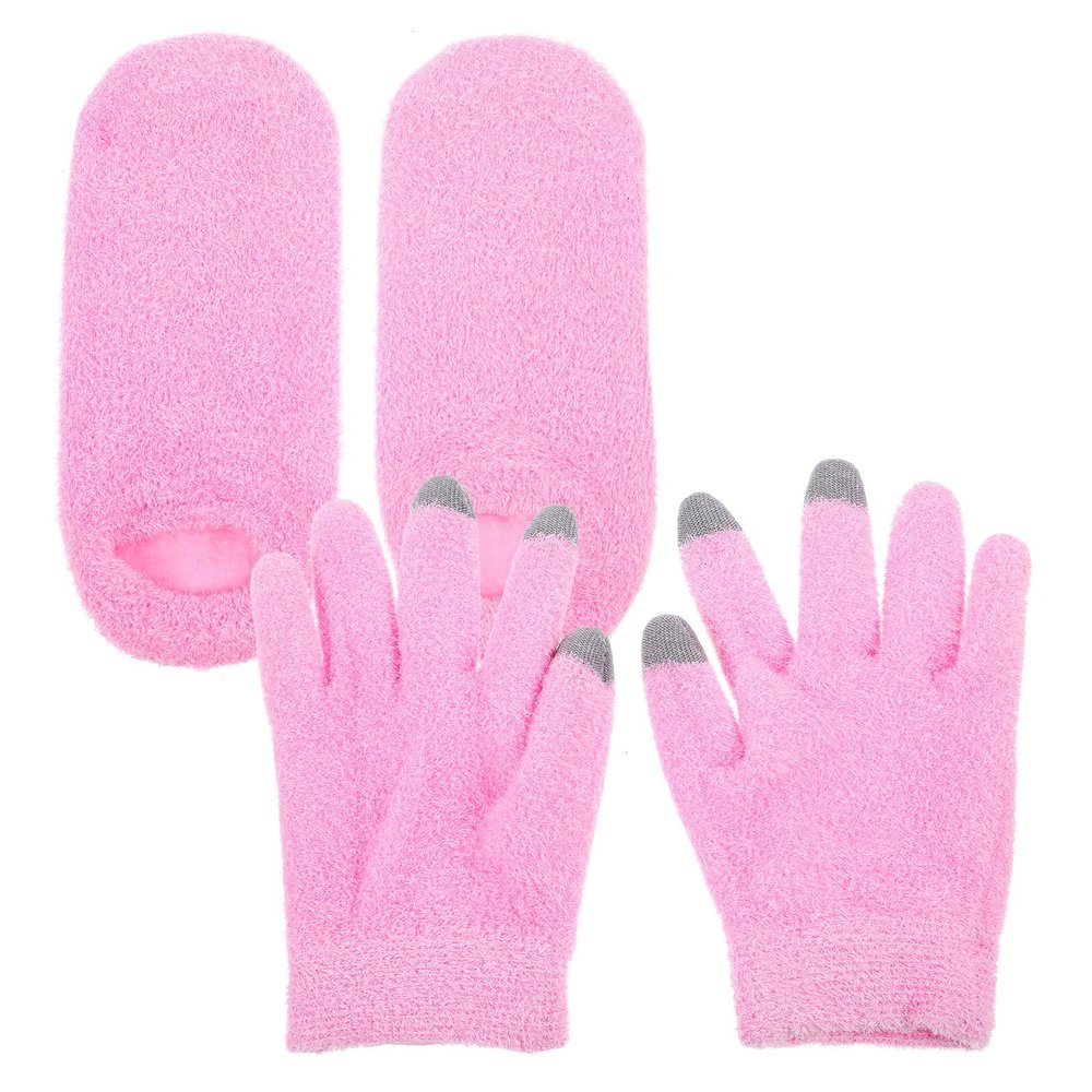 Cabilock Moisturizing Touchscreen Gloves and Foot Care Socks, Yellowish Pink