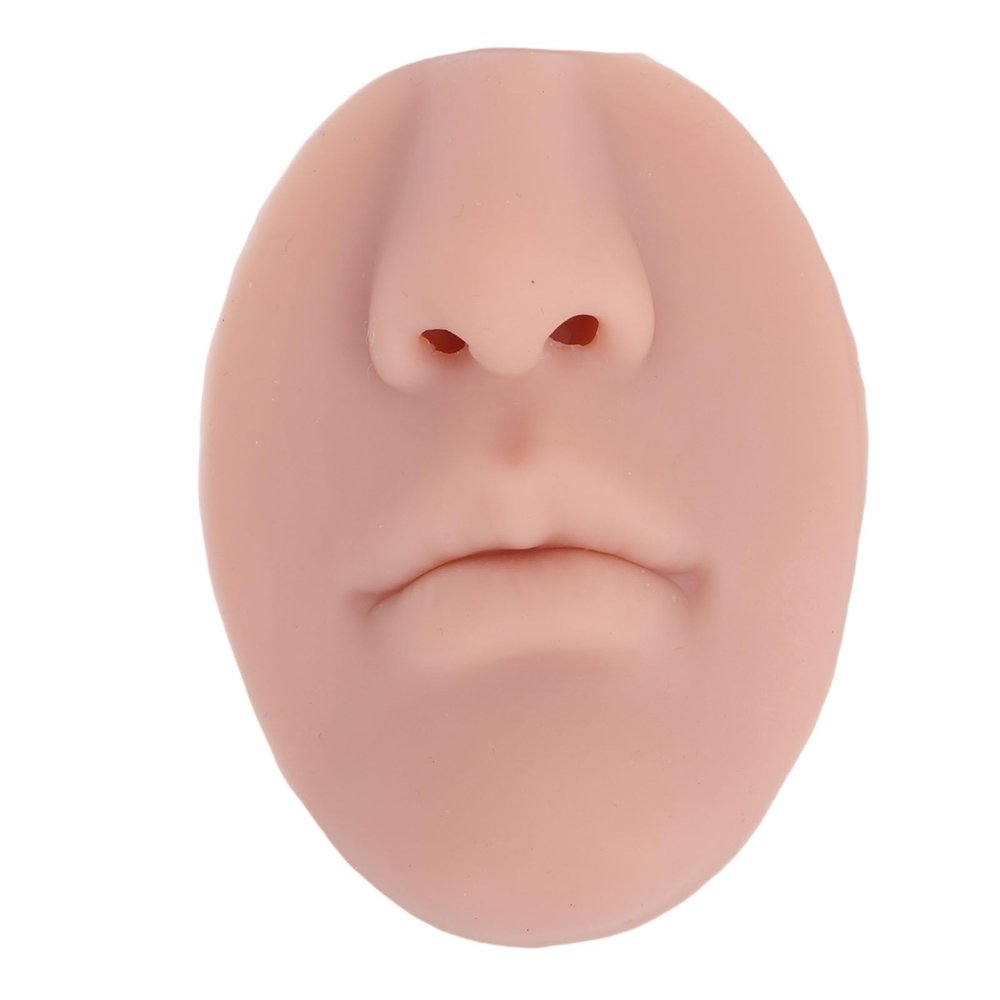 5D Silicone Nose and Mouth Model, Soft Realistic Lip Piercing Practice Model, Brown