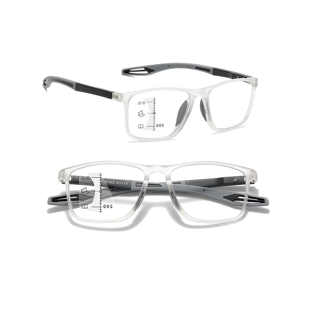 Banogalle Zoom Reading Glasses, Sporty Progressive Auto-Focus Glasses with Blue-Light Protection for Presbyopia (Clear-5, 1.0x)