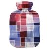 Boho Hot Water Bottle with Soft Cover, 2 L, Red and Blue, Irregular Stripes view 1