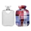 Boho Hot Water Bottle with Soft Cover, 2 L, Red and Blue, Irregular Stripes view 2
