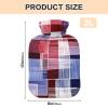 Boho Hot Water Bottle with Soft Cover, 2 L, Red and Blue, Irregular Stripes view 3