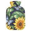 Hot Water Bottle with Sunflowers and Butterflies, Soft Cover, 2 L view 1