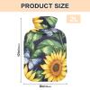 Hot Water Bottle with Sunflowers and Butterflies, Soft Cover, 2 L view 3