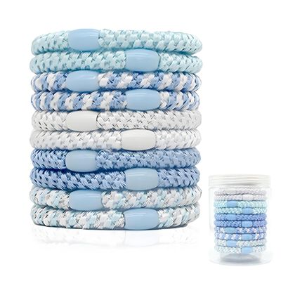 10-Pack Braided Elastic Hair Ties, Colorful Ponytail Holders (Blue Series)