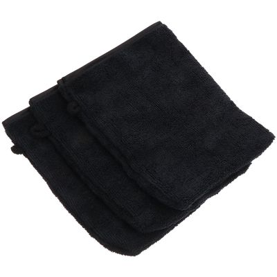 STOBAZA Microfiber Facial Cleansing and Makeup Remover Gloves, 3-Pack, Black