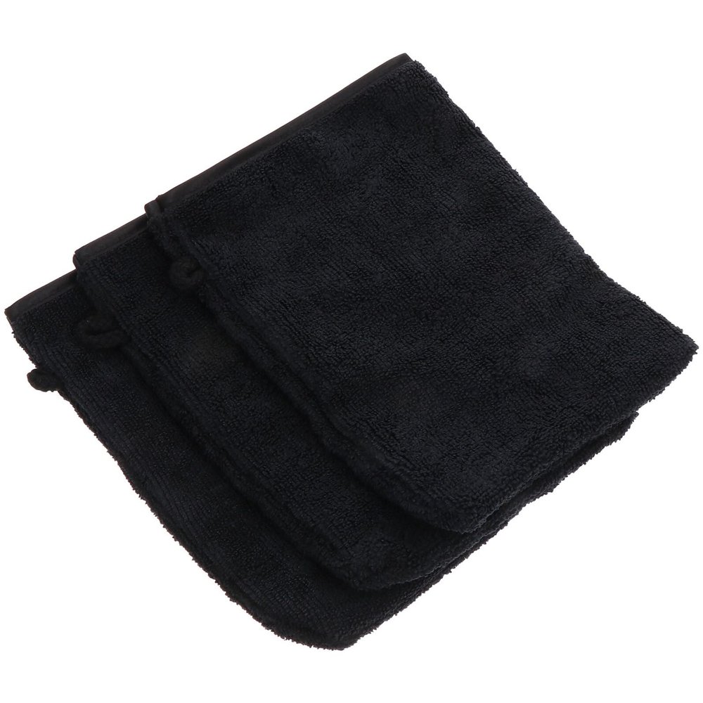 STOBAZA Microfiber Facial Cleansing and Makeup Remover Gloves, 3-Pack, Black