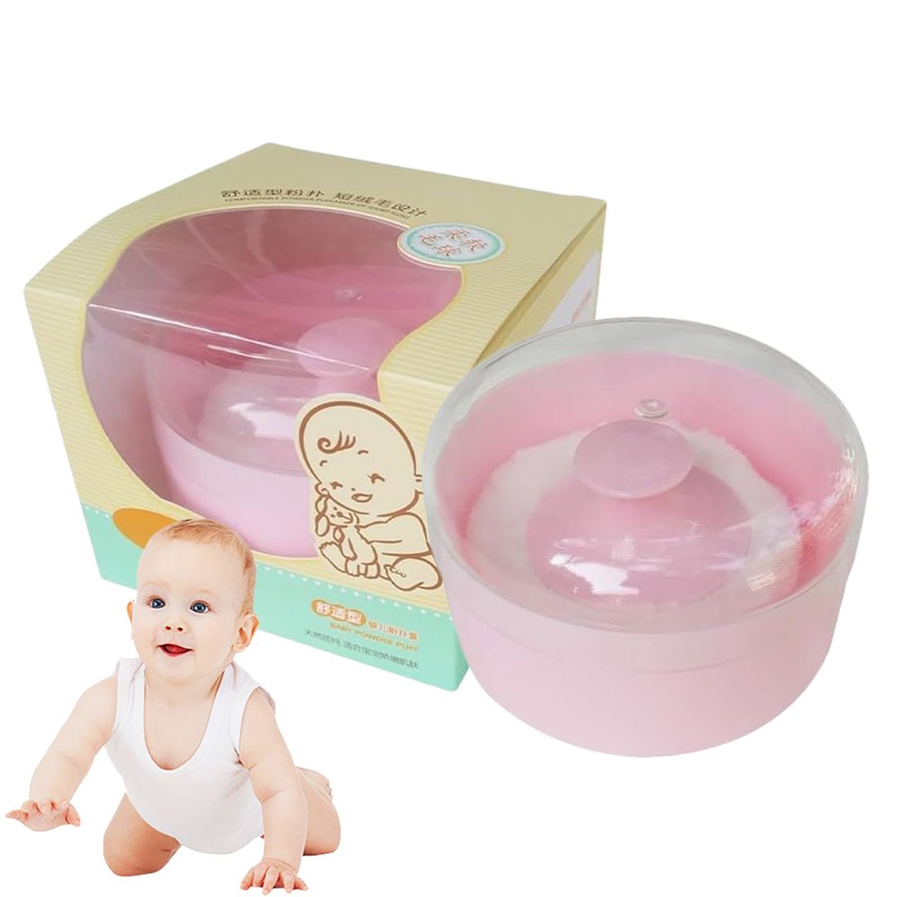 Baby Powder Container with Puff and Case