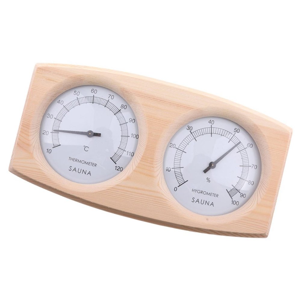 MotiveTech 2-in-1 Wooden Sauna Thermometer and Hygrometer, 10–120°C