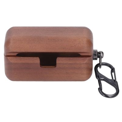 KIMISS Real Wood-Style Protective Case for AZ80 Earbuds with Hanging Buckle