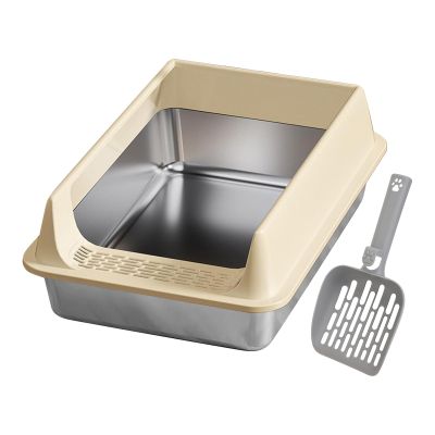Non-Stick Cat Litter Box, Easy-Clean, Gray, M–L