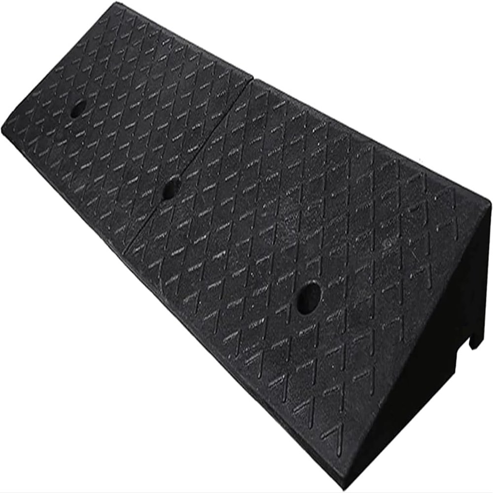 Wheelchair Threshold Ramp, Non-Slip Rubber Ramp with Mesh Bottom, 11 cm/4.3 in Rise, Black