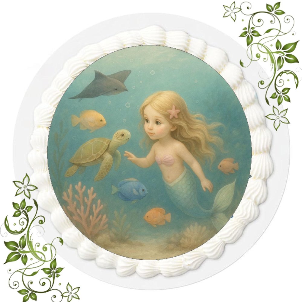 Mermaid Fondant Cake Topper, 20 cm, Ready to Use – Children's Party, No. Q94