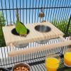 Bird Perch with Stainless Steel Bowls view 3
