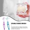 WATIIFUFU 2-Piece Double-Sided Denture Brush Set, Large Non-Slip Handles, Green and Purple view 4
