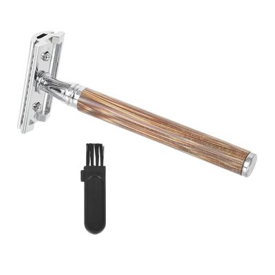 Vintage Safety Razor with Aluminum Alloy and Bamboo Handle
