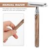 Vintage Safety Razor with Aluminum Alloy and Bamboo Handle view 2