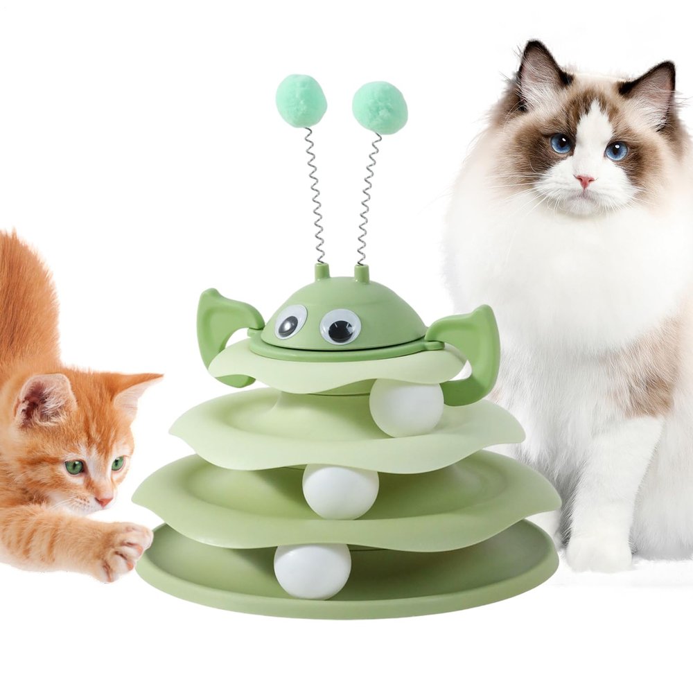 Interactive Cat Toy: Cute Rotating Ball Tower