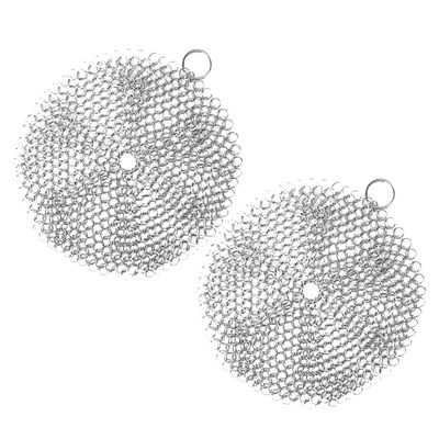 Ipetboom 2-Pack 316 Stainless Steel Chain-Mail Pot Scrubbers, Dishwasher-Safe
