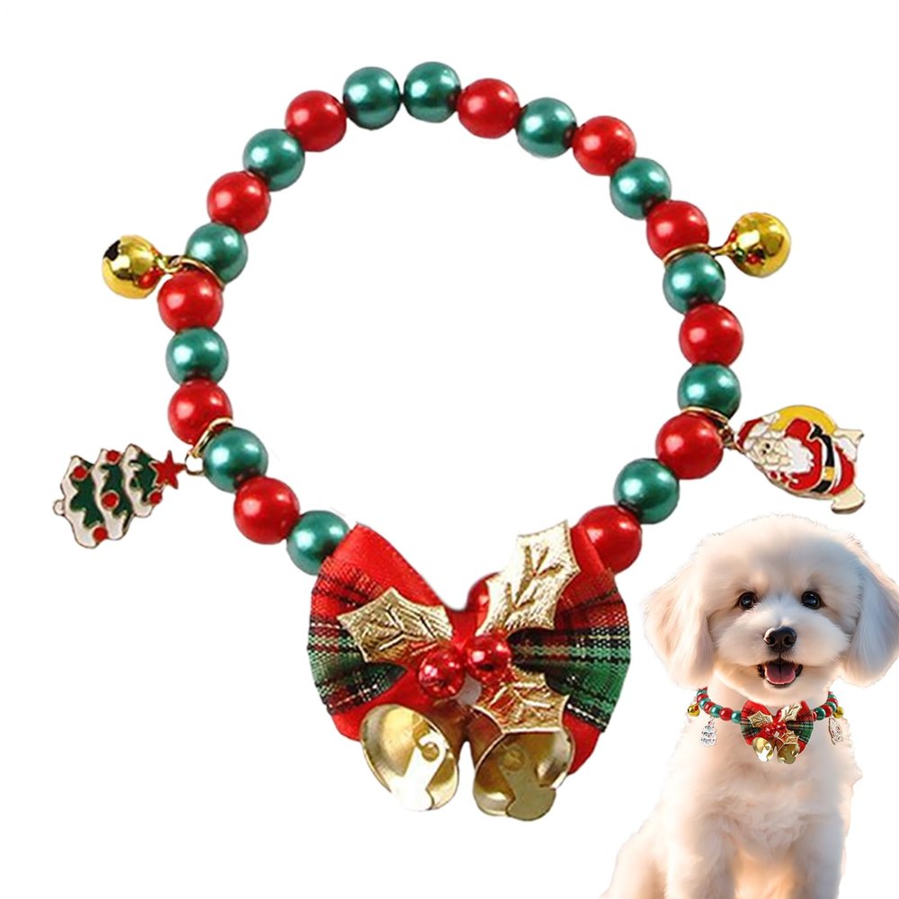 Christmas Collar for Dogs | Collar for Female Puppies with Bells and Charms