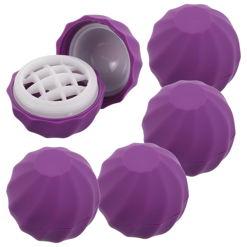 SOIMISS 5-Piece Refillable Lip Gloss Squeeze Tubes, Purple Plastic, Round Ball Design