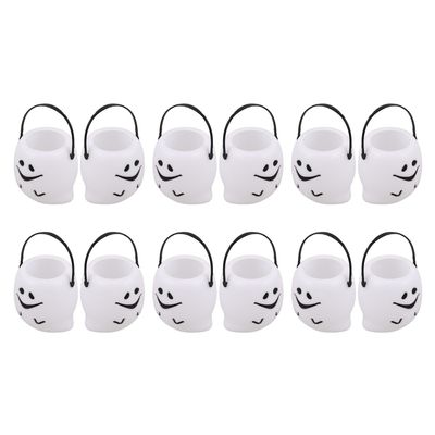 Homoyoyo 12-Piece Plastic Halloween Ghost Buckets with Handles, Large-Capacity Candy Holders for Snacks and Small Gifts, Reusable for Parties