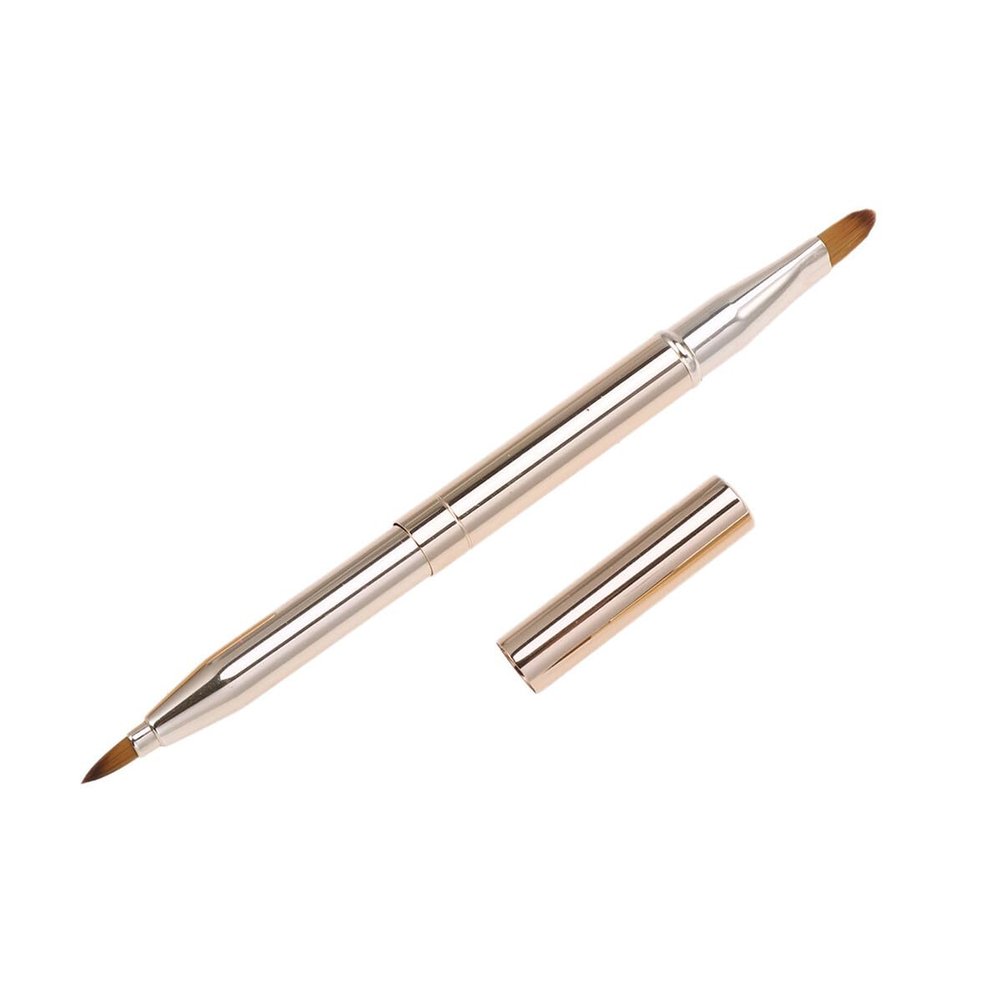 LRXIYODE Double-Ended Gold-Tone Metal Lip Brush Applicator for Lipstick and Lip Gloss