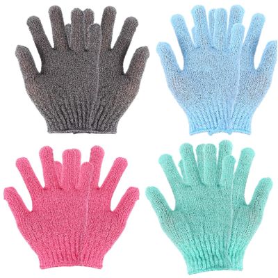 Ipetboom 4-Pair Exfoliating Gloves for Bath and Shower, Five-Finger Deep-Cleansing Gloves
