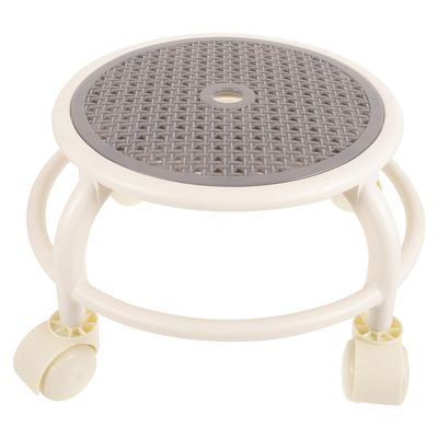 Gogogmee Plastic Rolling Stool with Casters, Round Low Stool for Pedicure