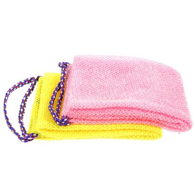 ULTECHNOVO 2-Piece Exfoliating Shower Towel with Pull Cord, Double-Sided Back Scrubber, Coarse Texture, Quick-Lathering, Lightweight for Travel and Camping
