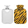 Travel Hot Water Bottle with Soft Cover, 2-Liter, for Menstrual Cramps, Animal-Skin Leopard Print, Yellow/Black view 2