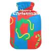 Hot Water Bottle with Soft Cover, 1 L, for Neck and Shoulder Pain Relief, Blue/Red view 1