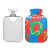 Hot Water Bottle with Soft Cover, 1 L, for Neck and Shoulder Pain Relief, Blue/Red view 2