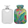 Tropical Strelitzia Reginae Hot Water Bottle with Soft Cover, 1 L, Red/Green view 2