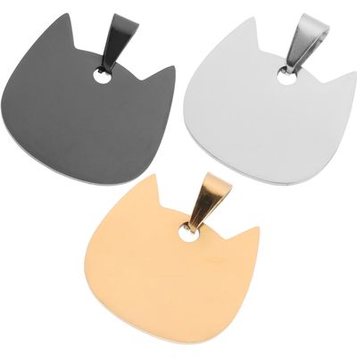 Veemoon 3-Pack Cat-Shaped Stainless Steel Pet ID Tags