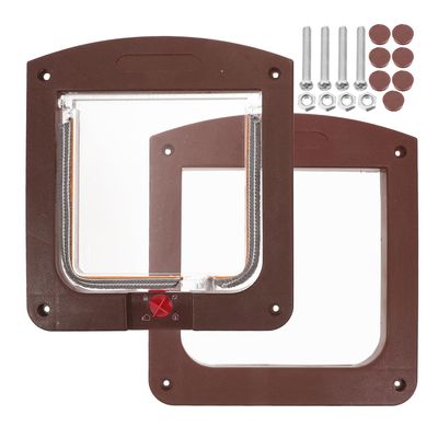 ifundom Adjustable ABS Cat and Dog Door with Two-Way Access and Secure Lock, for Interior Doors, Coffee