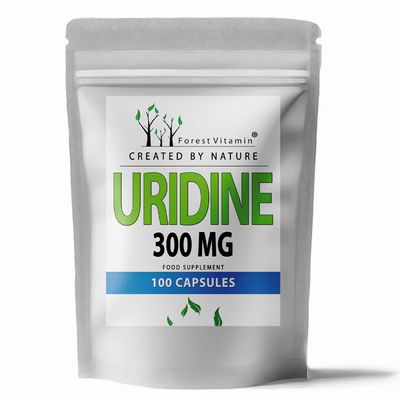 Uridine Monophosphate 300 mg, 100 Vegan Capsules, UMP Supplement for Mental Performance, Concentration and Nerve Cells, Additive-Free