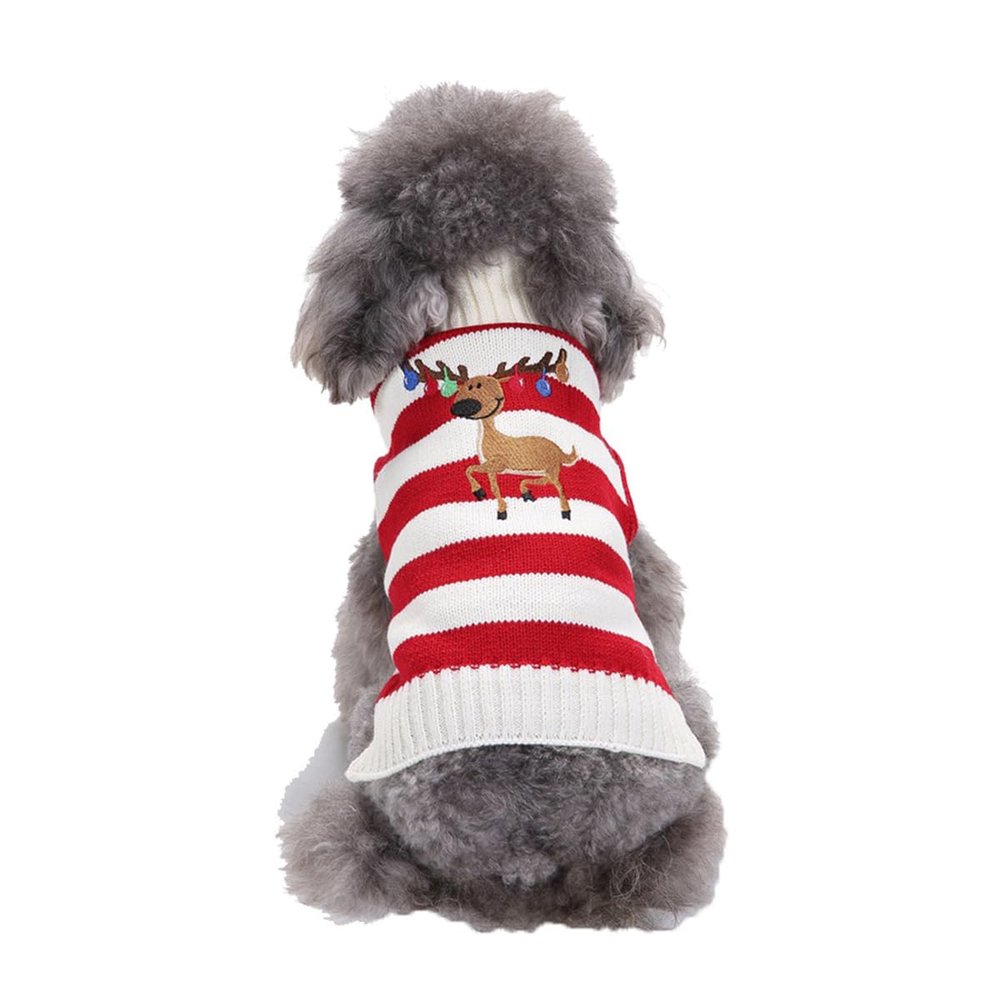 PengGengA Christmas Sweater for Dogs, Red-White Deer, Size M