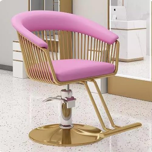 Luxury Barber Chair for Salon and Spa, 360° Swivel, Lift Design, Supports 150 kg, Elegant Gold Base and White Cushion