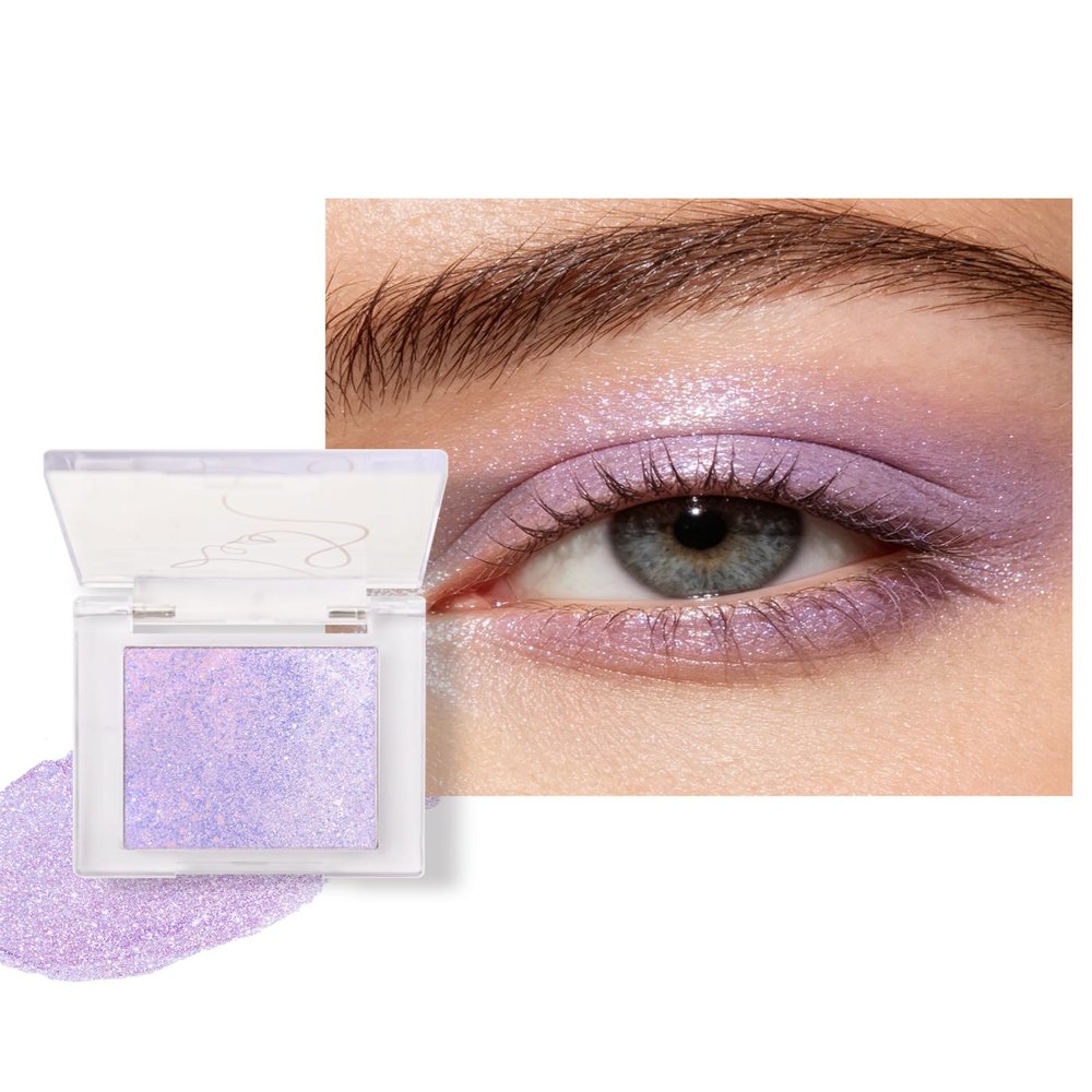 Purple Glitter Eyeshadow Palette, Waterproof Metallic Cream Eyeshadow