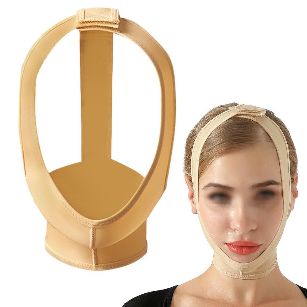 JHNGYJY Postoperative Chin Compression Band for Face and Neck | Adjustable Facial Band After Liposuction, Double-Chin Reducer & Cheek-Lifting Band, S