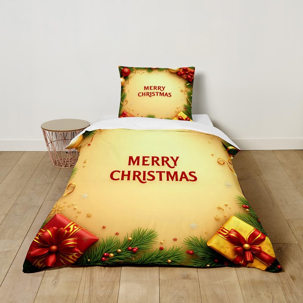 Odot Christmas Toddler Bedding Set for Kids, Microfiber Duvet Cover and Pillowcase, 120 x 150 cm