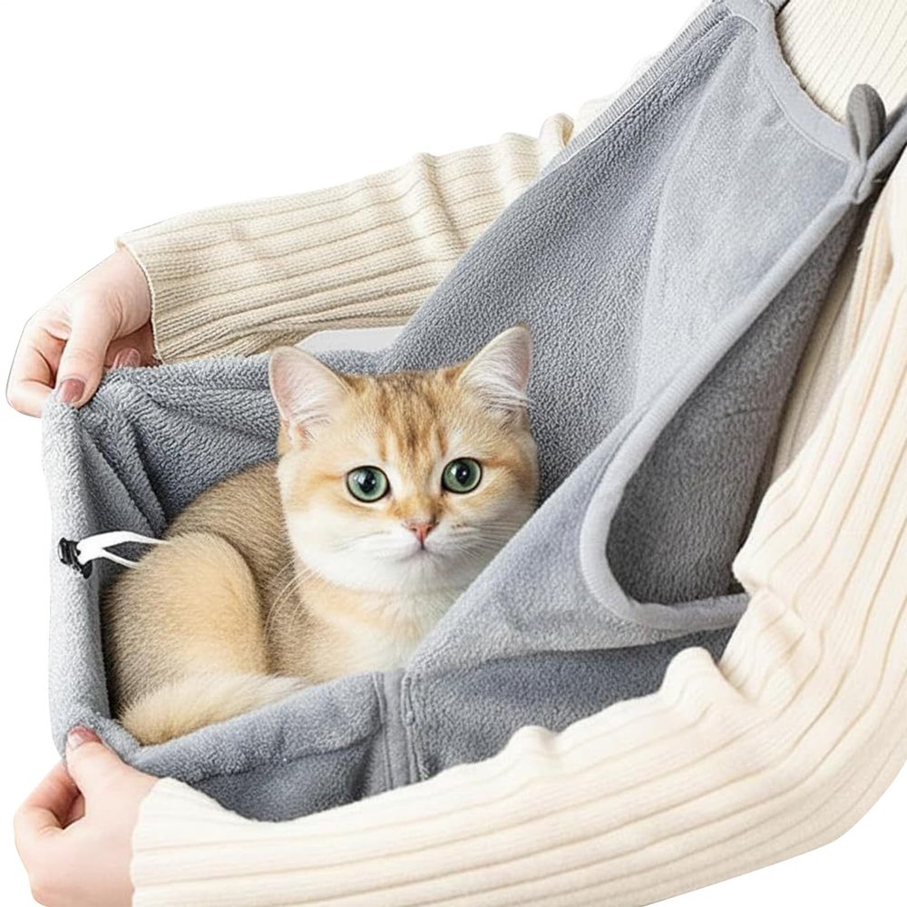 Plush Apron-Style Pet Carrier with Adjustable Drawstring