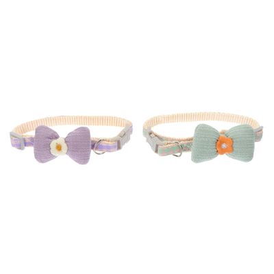 DOITOOL Adjustable Polyester Cat Collar 2-Pack Green