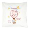 Elefantasie Personalized Birth Pillow with Hot-Air Balloon Motif, Birth Details and Custom Name, Birth Gift (Pink Balloon) view 1